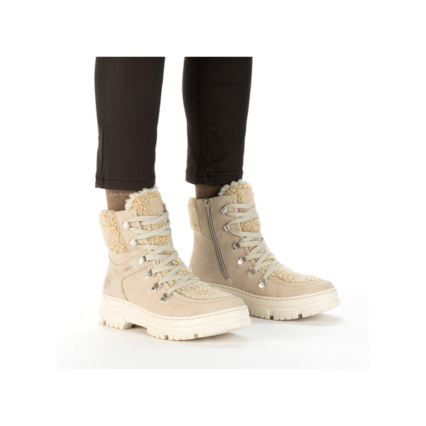 Rieker Z7430-62 Ladies Beige Side Zip Ankle Boots-elevate your sole