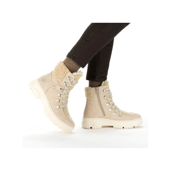 Rieker Z7430-62 Ladies Beige Side Zip Ankle Boots-elevate your sole