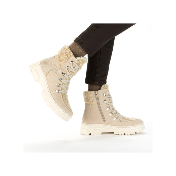 Rieker Z7430-62 Ladies Beige Side Zip Ankle Boots-elevate your sole