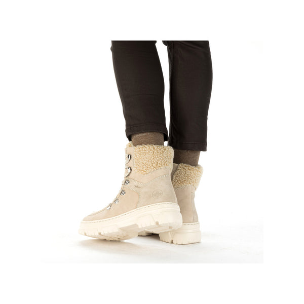 Rieker Z7430-62 Ladies Beige Side Zip Ankle Boots-elevate your sole