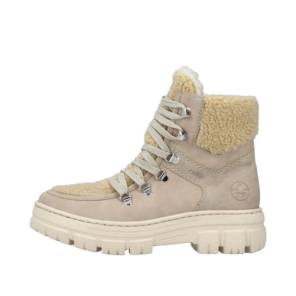 Rieker Z7430-62 Ladies Beige Side Zip Ankle Boots-elevate your sole