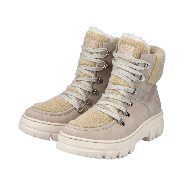 Rieker Z7430-62 Ladies Beige Side Zip Ankle Boots-elevate your sole