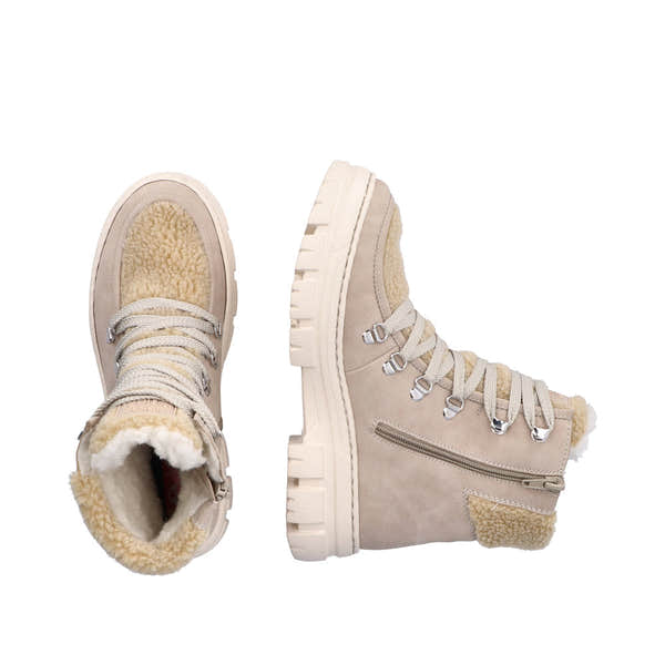 Rieker Z7430-62 Ladies Beige Side Zip Ankle Boots-elevate your sole