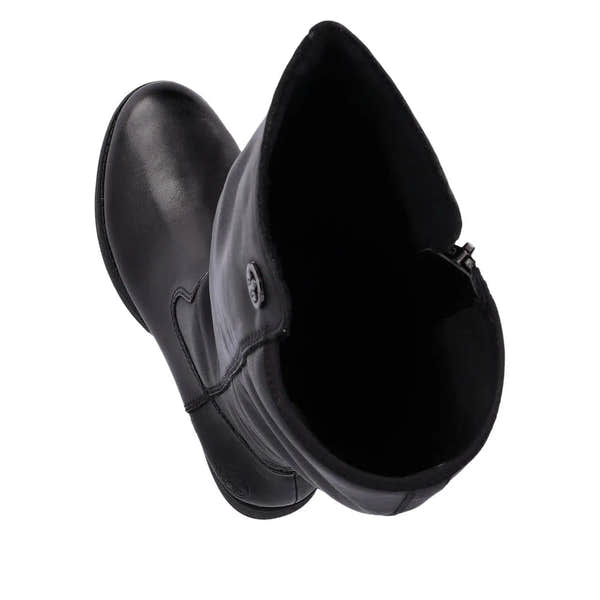 Rieker Z9591-01 Ladies Black Leather Side Zip Knee High Boots-elevate your sole