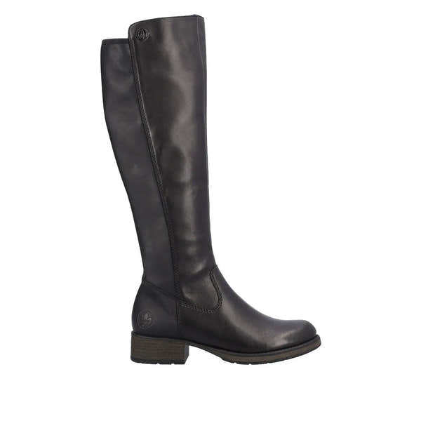Rieker Z9591-01 Ladies Black Leather Side Zip Knee High Boots-elevate your sole