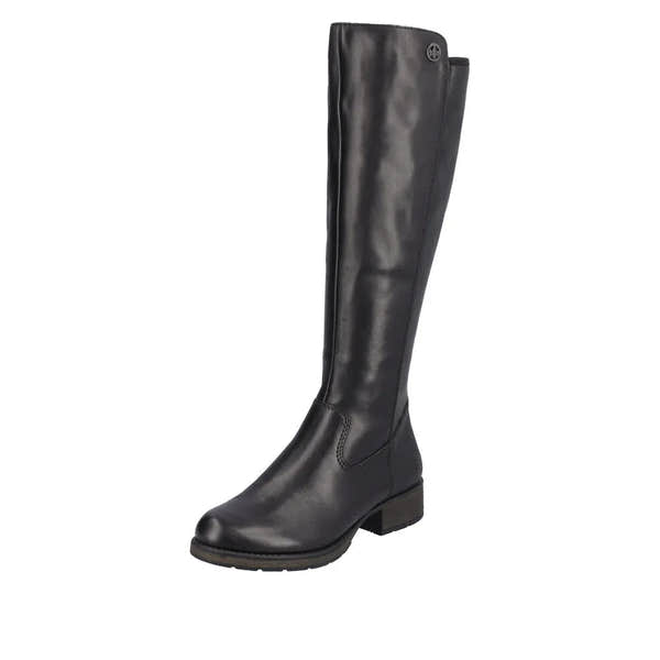 Rieker Z9591-01 Ladies Black Leather Side Zip Knee High Boots-elevate your sole