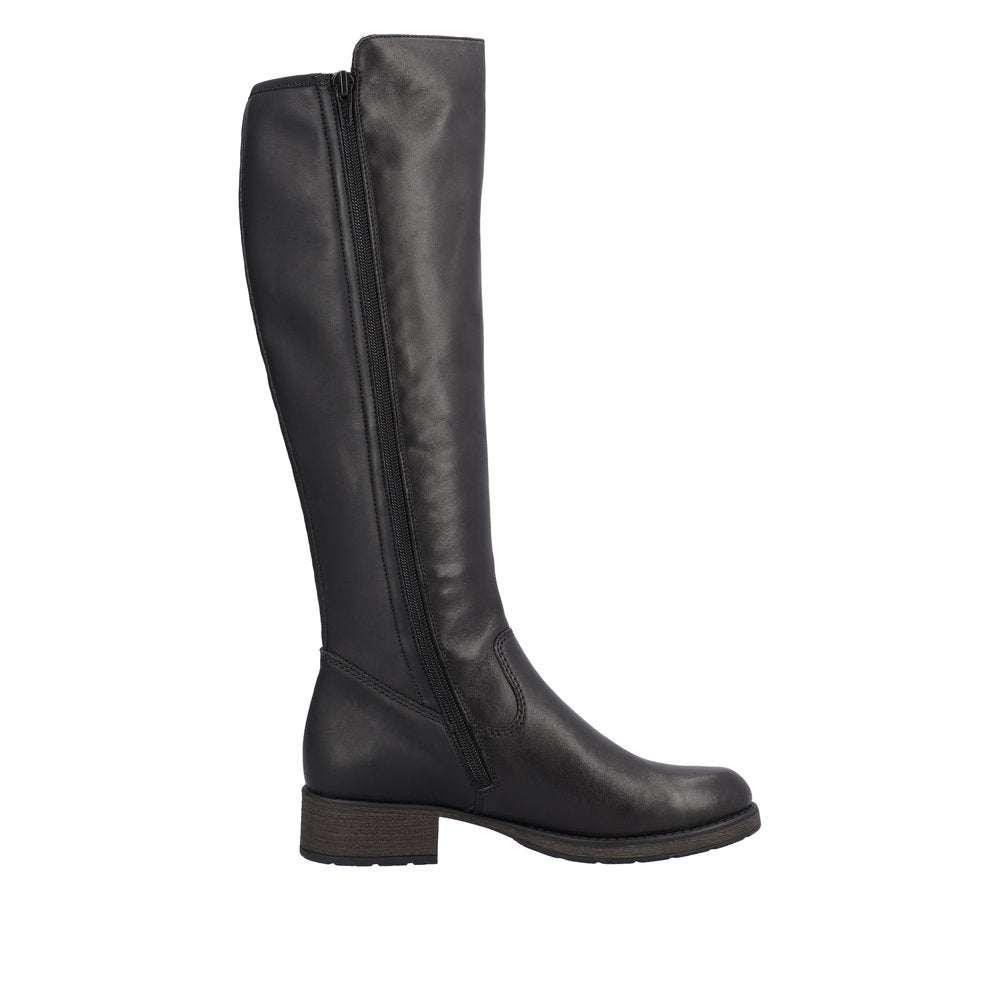 Rieker Z9591-01 Ladies Black Leather Side Zip Knee High Boots-elevate your sole