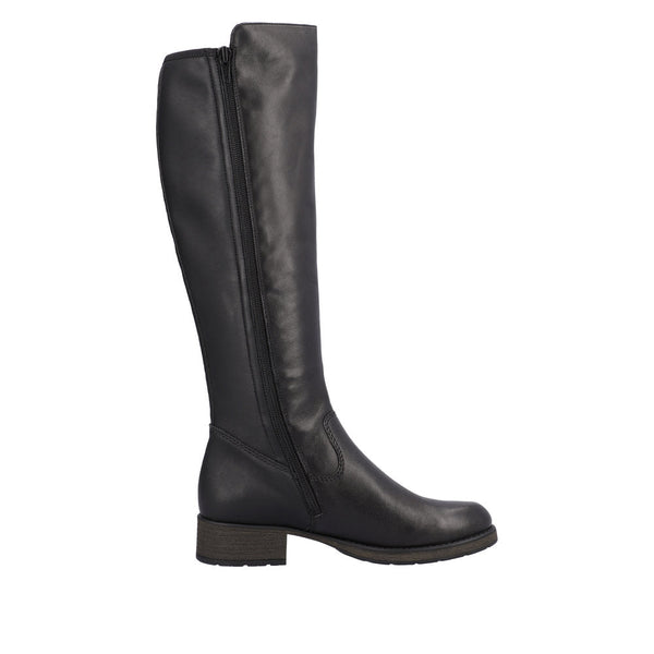 Rieker Z9591-01 Ladies Black Leather Side Zip Knee High Boots-elevate your sole
