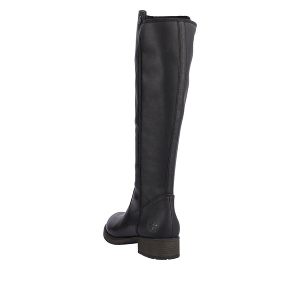 Rieker Z9591-01 Ladies Black Leather Side Zip Knee High Boots-elevate your sole