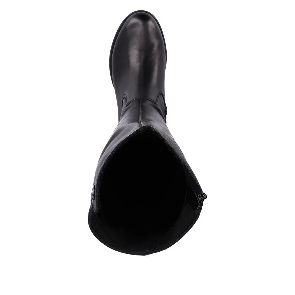 Rieker Z9591-01 Ladies Black Leather Side Zip Knee High Boots-elevate your sole
