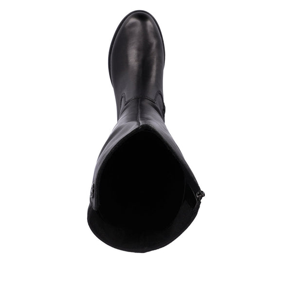 Rieker Z9591-01 Ladies Black Leather Side Zip Knee High Boots-elevate your sole