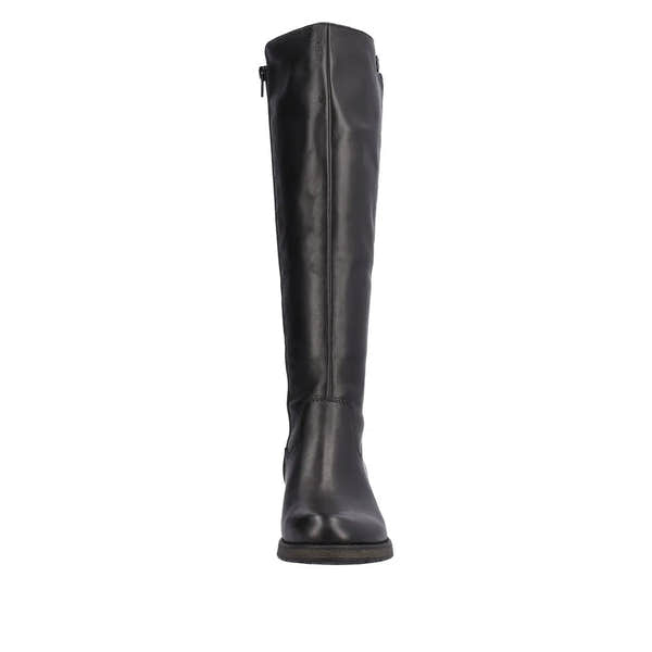 Rieker Z9591-01 Ladies Black Leather Side Zip Knee High Boots-elevate your sole