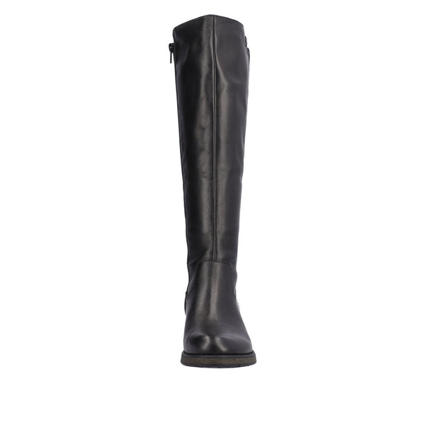 Rieker Z9591-01 Ladies Black Leather Side Zip Knee High Boots-elevate your sole