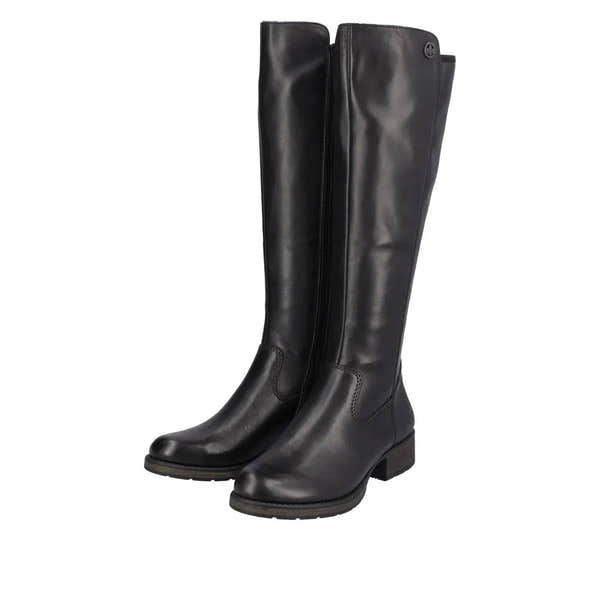 Rieker Z9591-01 Ladies Black Leather Side Zip Knee High Boots-elevate your sole
