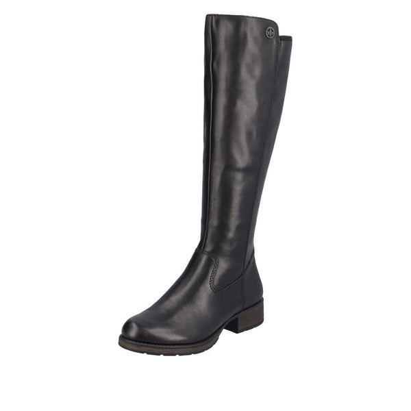 Rieker Z9591-01 Ladies Black Leather Side Zip Knee High Boots-elevate your sole