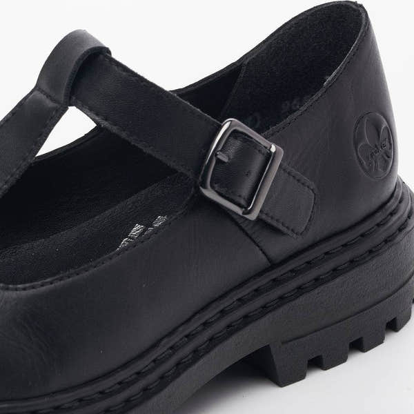 Rieker Z9664-00 Ladies Black Leather Buckle Shoes-elevate your sole