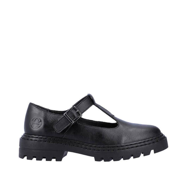 Rieker Z9664-00 Ladies Black Leather Buckle Shoes-elevate your sole