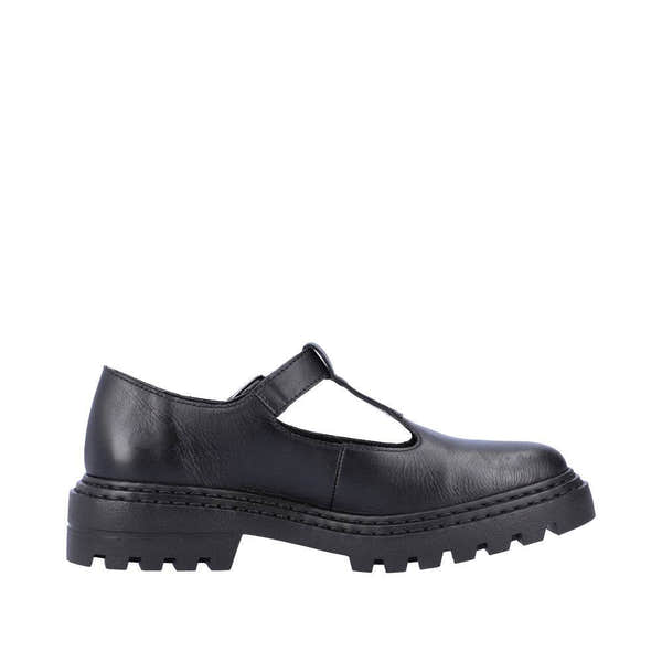 Rieker Z9664-00 Ladies Black Leather Buckle Shoes-elevate your sole