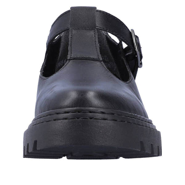Rieker Z9664-00 Ladies Black Leather Buckle Shoes-elevate your sole