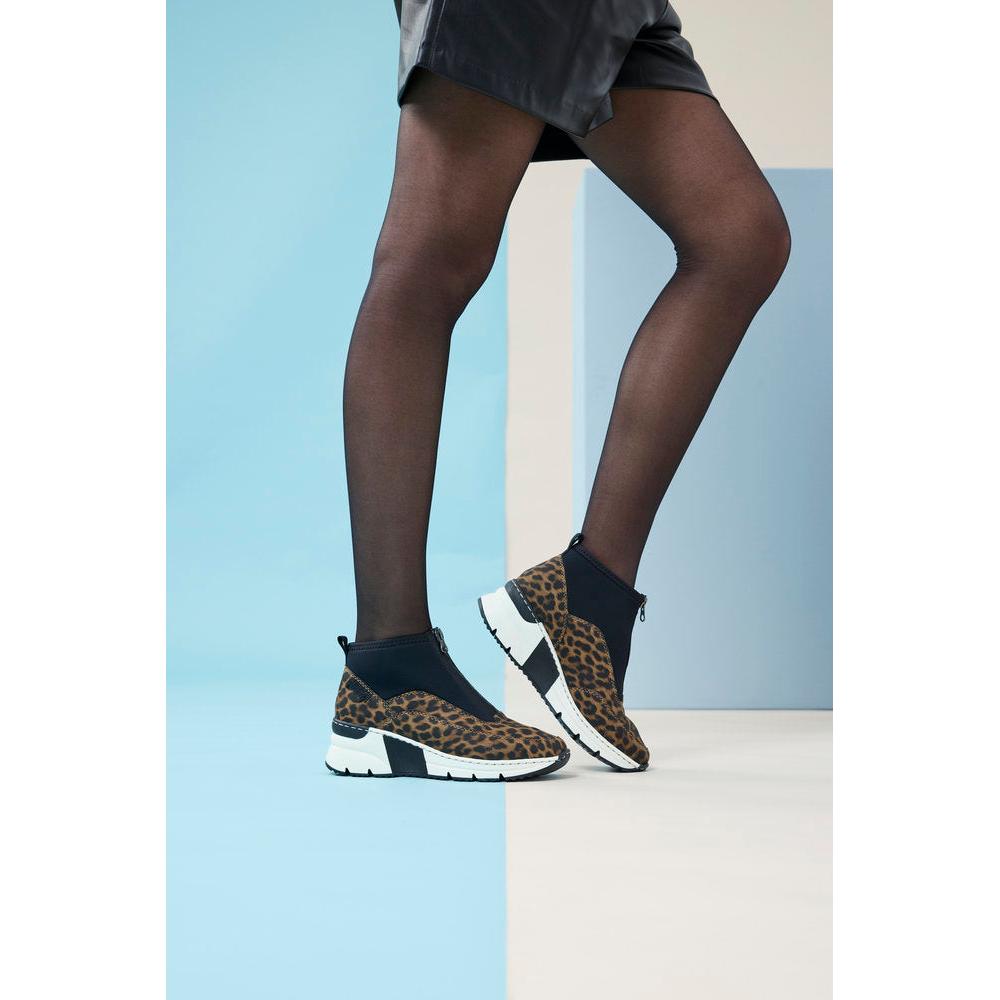 Rieker N6352-90 Ladies Multi Front Zip Ankle Boots