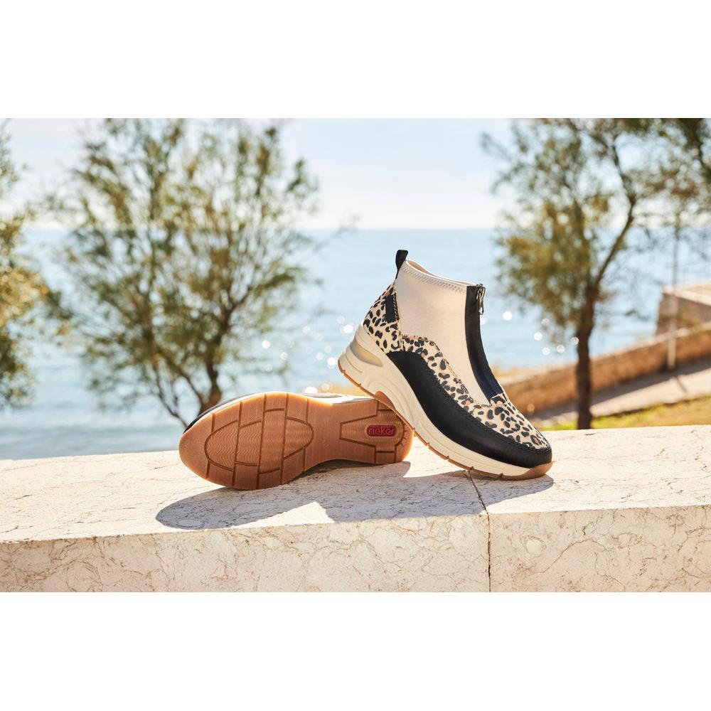 Rieker N9362-90 Ladies Wide Multi Front Zip Ankle Boots