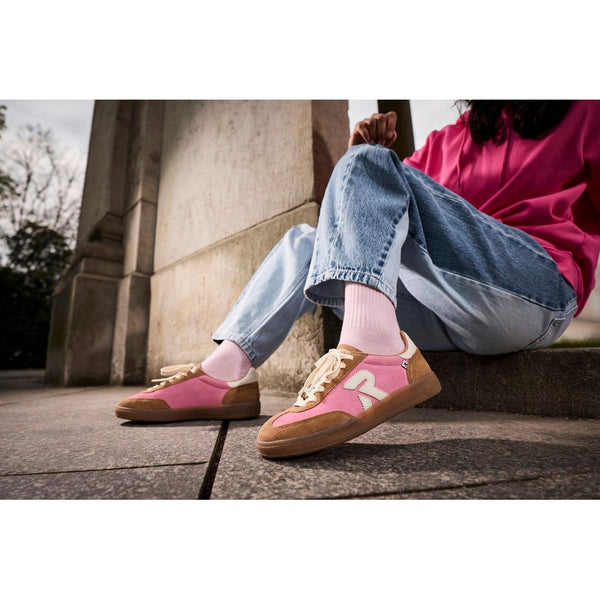 Rieker W2200-32 Ladies Pink Suede Lace Up Trainers