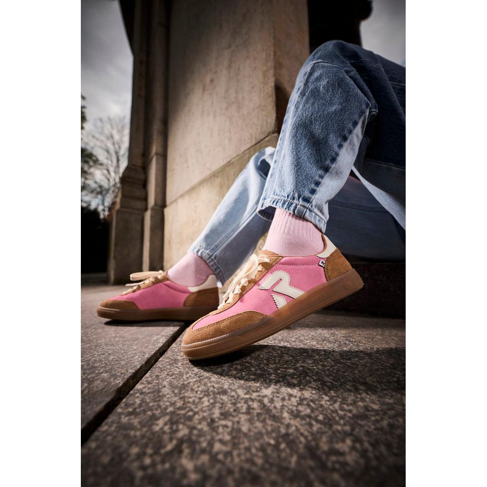 Rieker W2200-32 Ladies Pink Suede Lace Up Trainers