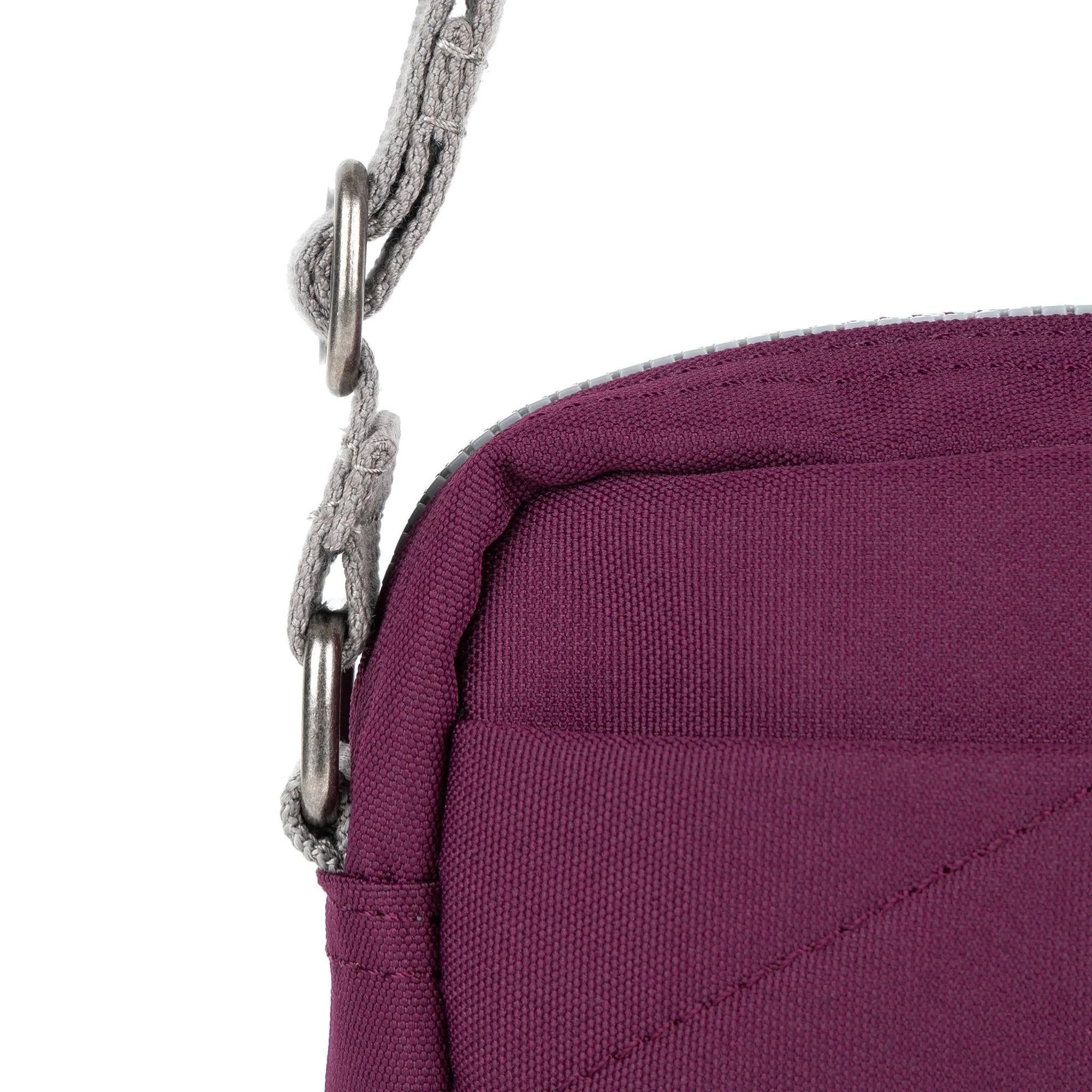 Roka Bond Cherry Lacquer recycled canvas bag with silver chain strap, one size, stylish and eco-friendly accessories.