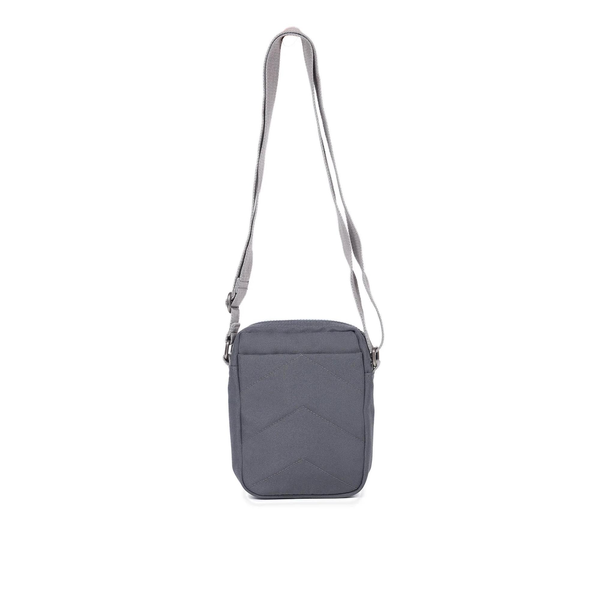 Roka Bond Faded Black recycled canvas crossbody bag, one size, with adjustable strap and front pocket, stylish and eco-friendly.