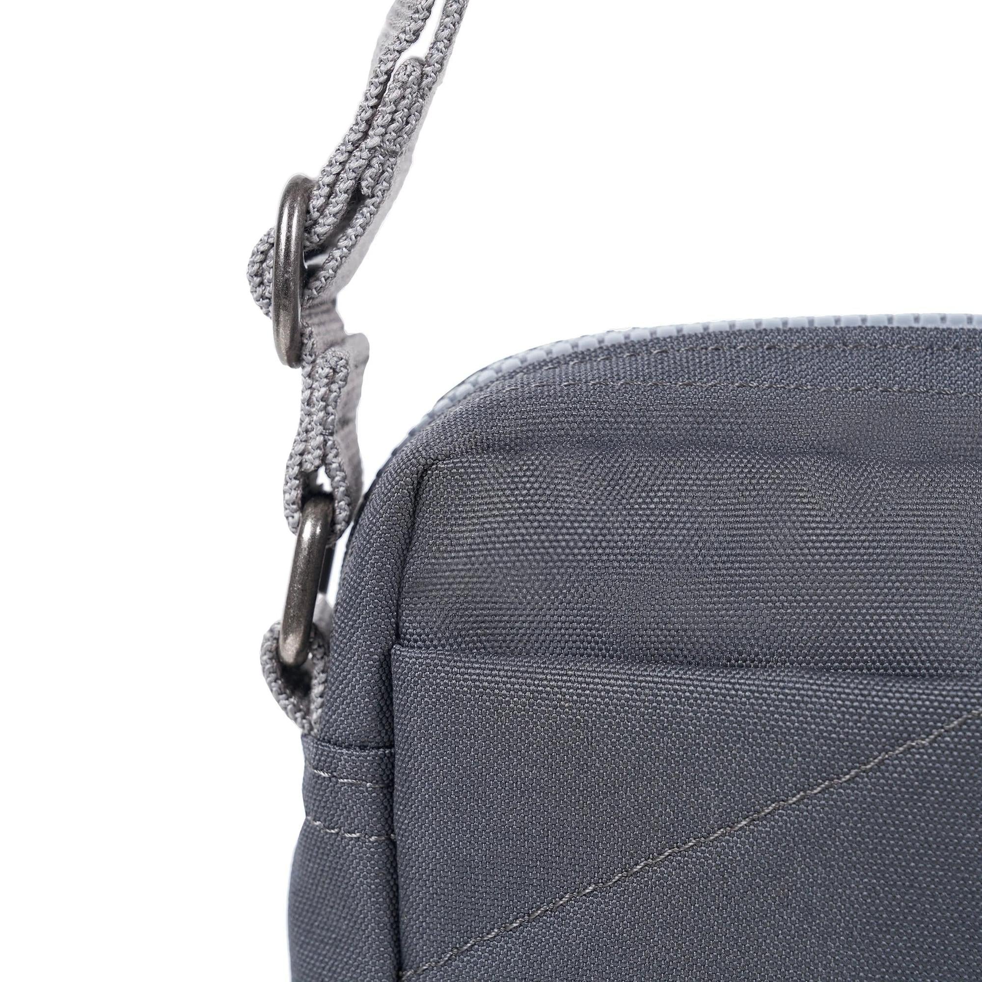 Roka Bond Faded Black recycled canvas crossbody bag with adjustable strap, one size, durable material.