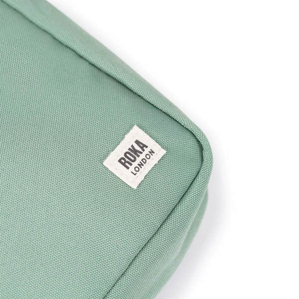 Roka Bond Frost recycled canvas bag, one size, mint green with Roka London label detail.