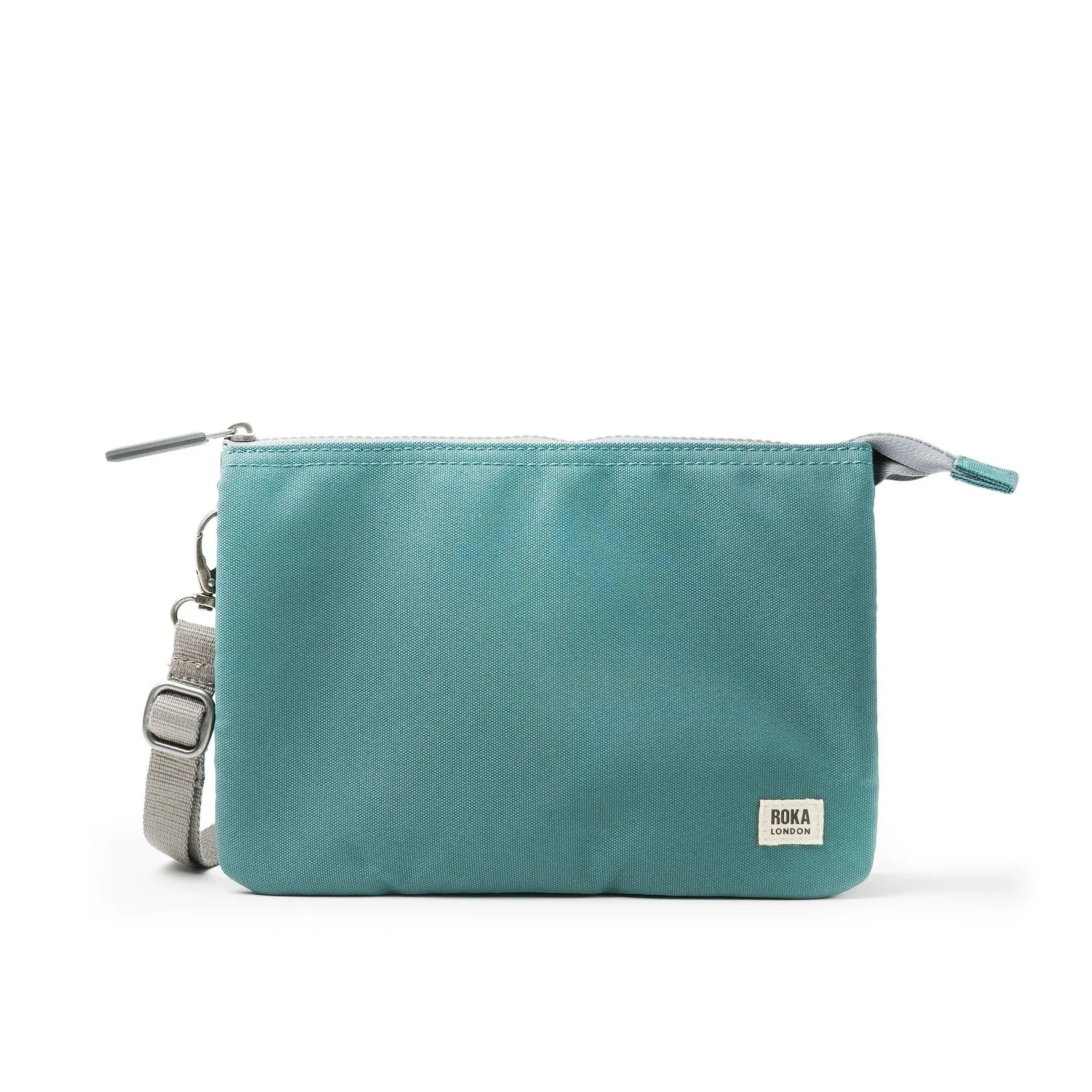 Roka Carnaby Crossbody XL Sage Recycled Canvas, front view.