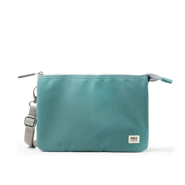 Roka Carnaby Crossbody XL Sage Recycled Canvas, front view.