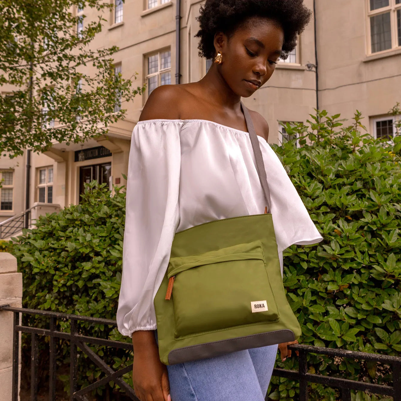 Roka Kennington B Crossbody Recycled Nylon Avocado-elevate your sole