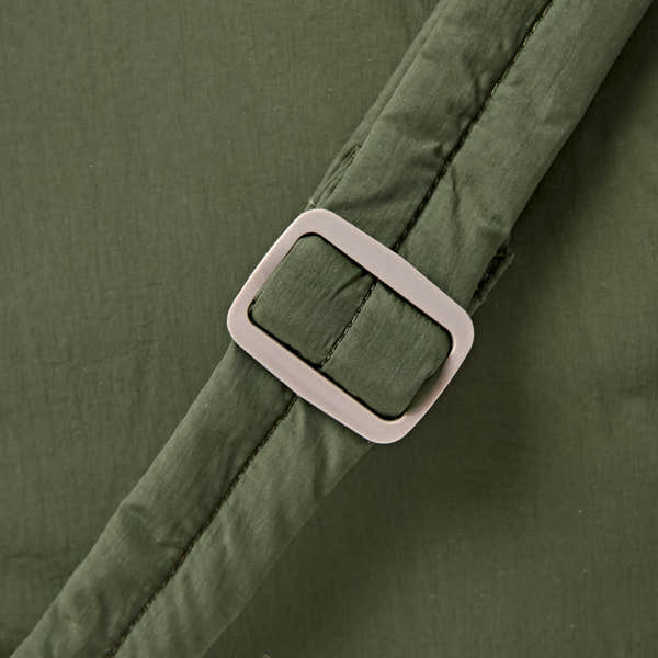 Roka Oxford Olive Recycled Taslon Shoulder Bag, hardware detail.