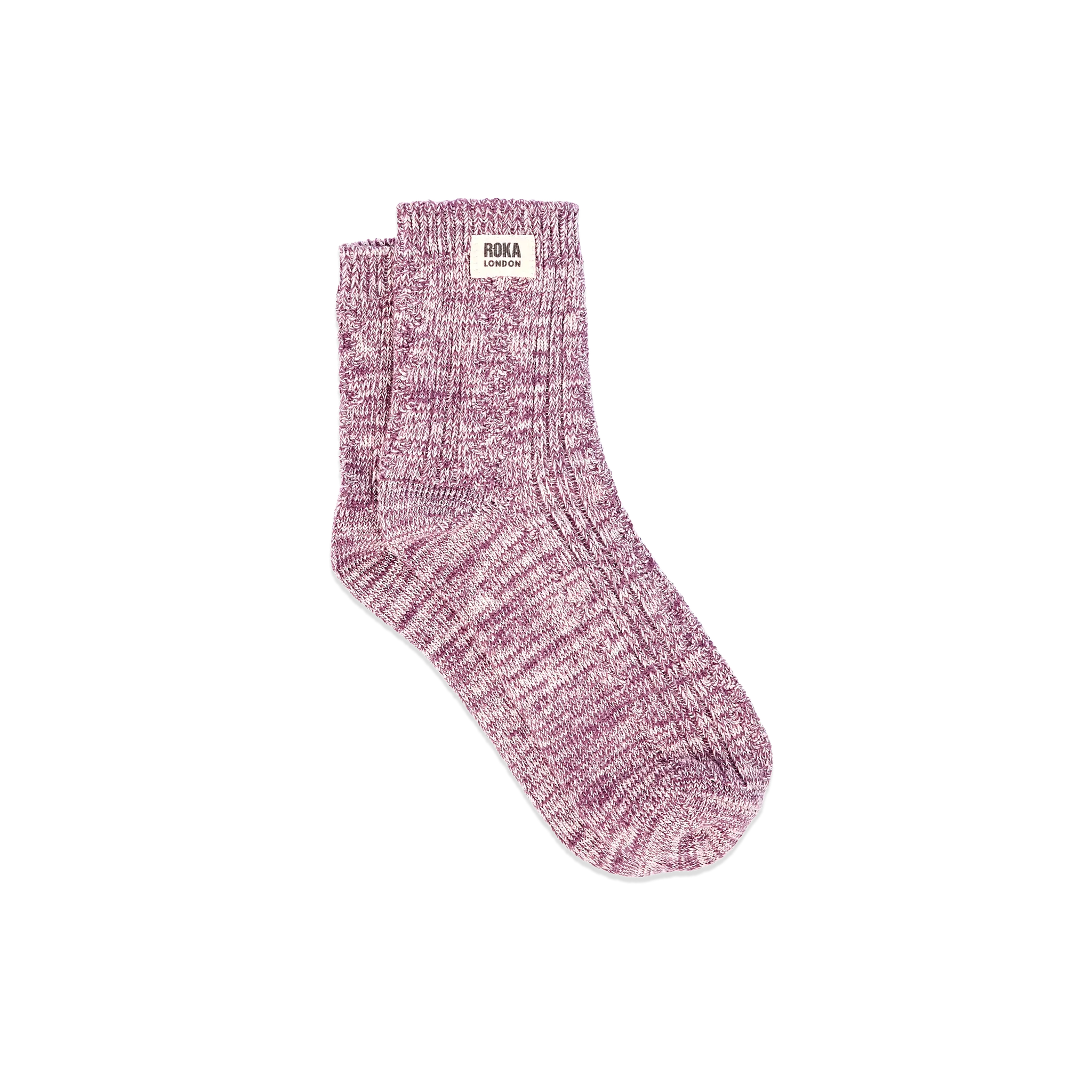 Roka Wallace Crew Socks for Women in Berry — full sock view.