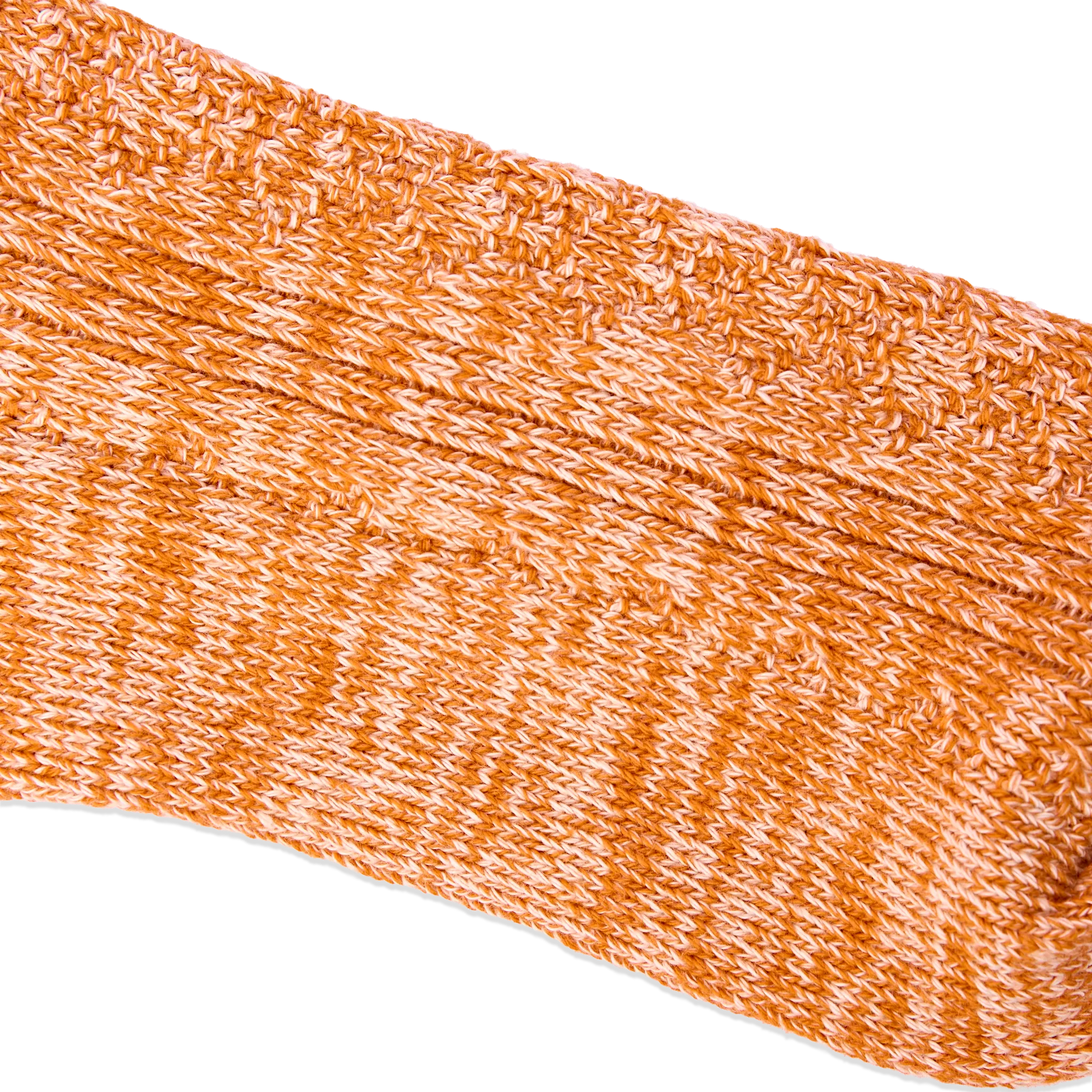 Roka Wallace Crew Socks for Women in Burnt Orange — knit texture close-up.