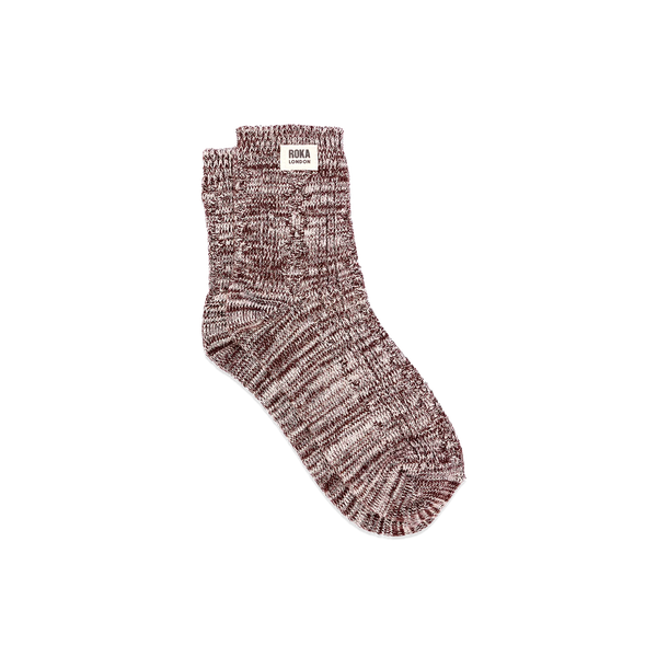 Roka Wallace Crew Socks for Women in Coco — full sock view.