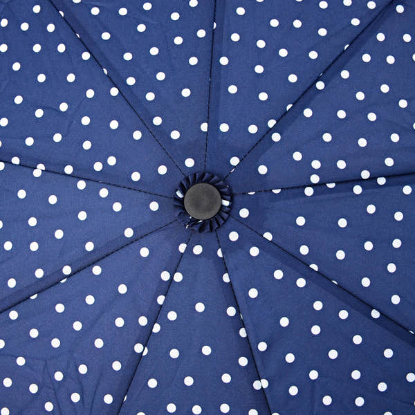 Roka Waterloo Navy Polka Dot Pongee Umbrella, product detail.