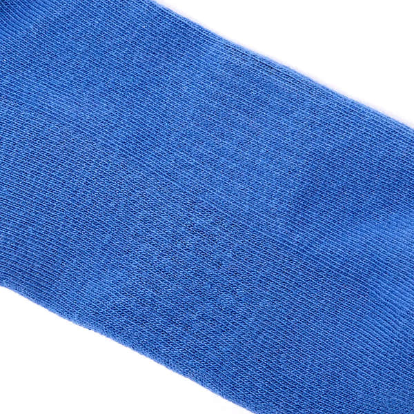 Roka Wembley Cotton Socks in Malibu Blue, close-up of soft, breathable fabric with fine knit texture.