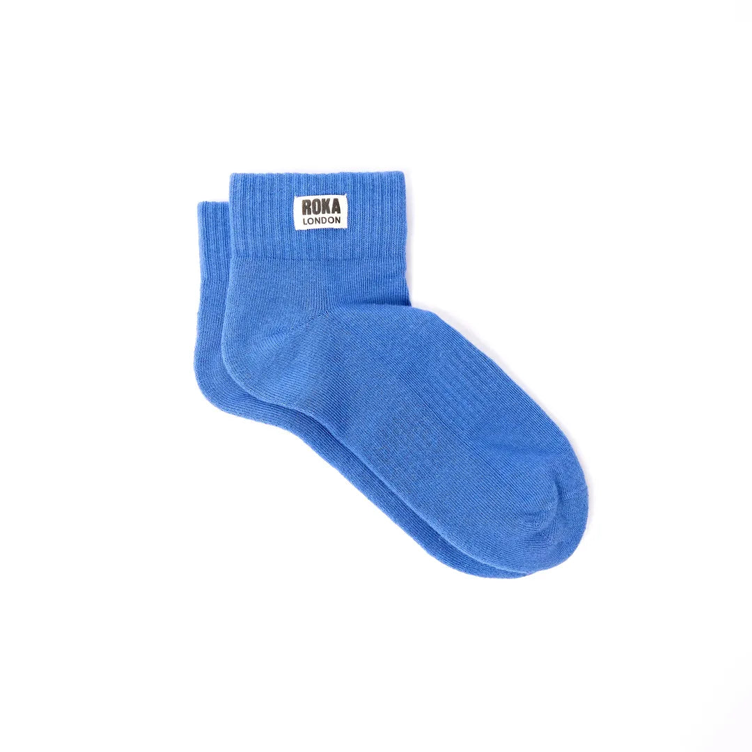 Blue Roka Wembley cotton socks with white 
