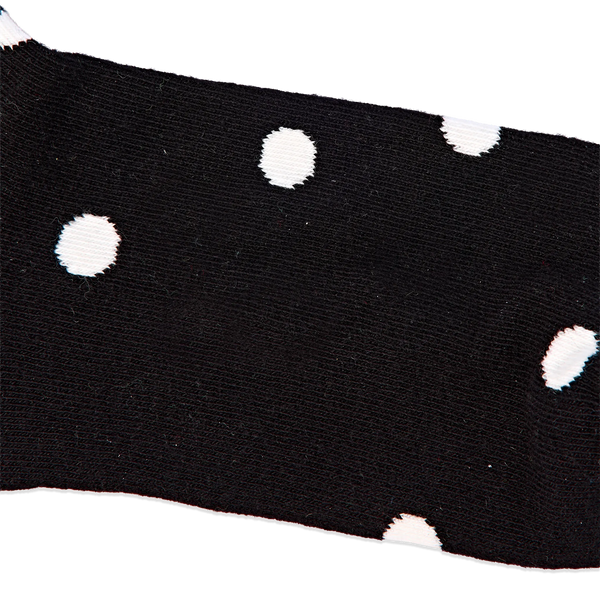Roka Wembley Ankle Socks for Women in Black Dot — dot pattern close-up.