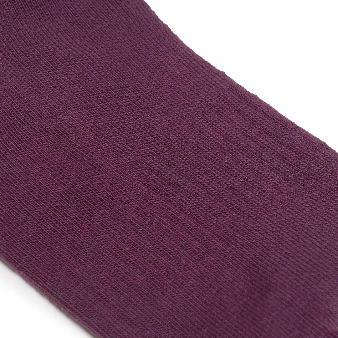 Roka Wembley Ladies Cotton Socks in berry color, close-up of soft, breathable fabric with fine knit texture.