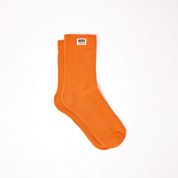 Roka Wimbledon ladies cotton crew sock in burnt orange, one size, stylish and comfortable footwear accessory.