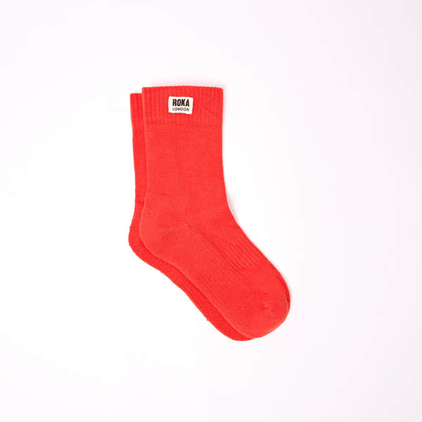 Roka Wimbledon Women's Cotton Crew Sock in cranberry color, one size, casual athletic style.