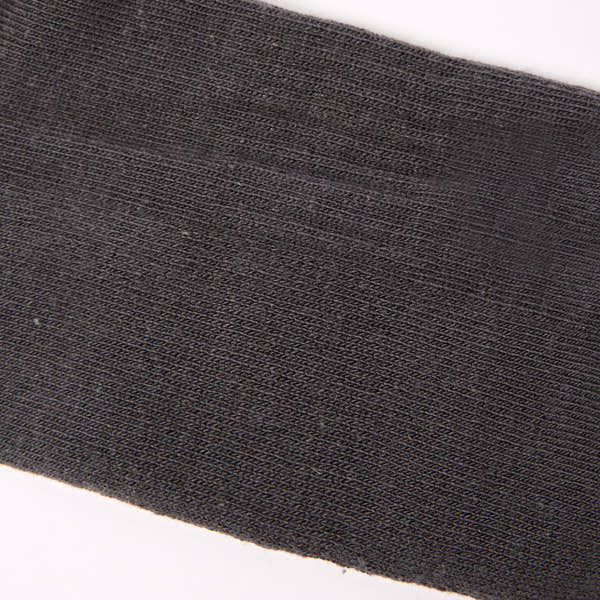 Roka Wimbledon men's cotton crew sock in faded black, one size, close-up of fabric texture and subtle branding details.