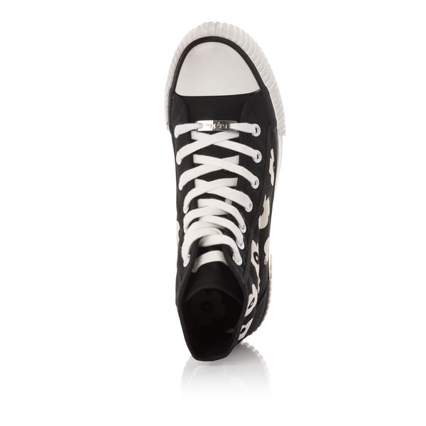 Ruby Shoo Cassie Ladies Black Dasiy Textile Vegan Lace Up Ankle Boots-elevate your sole