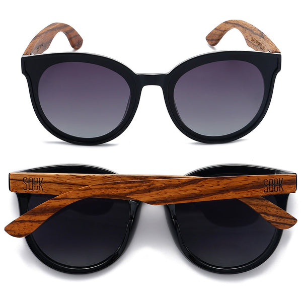 SOEK Bella Midnight Black Wood Black Polarised Lens Walnut Arms-elevate your sole