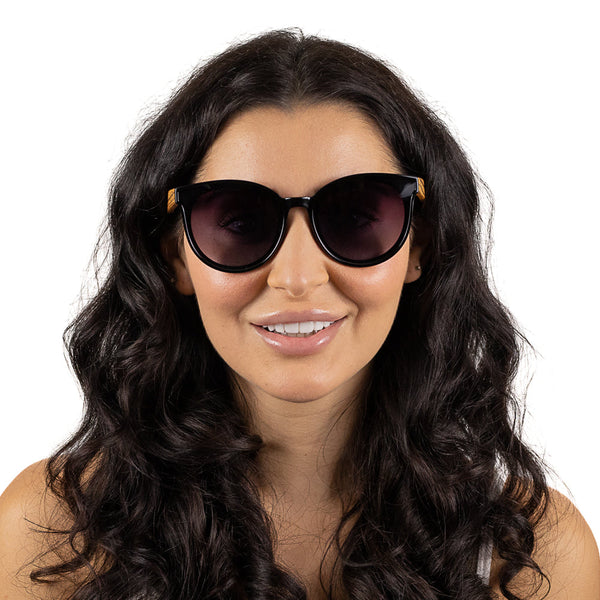 SOEK Bella Midnight Black Wood Black Polarised Lens Walnut Arms-elevate your sole