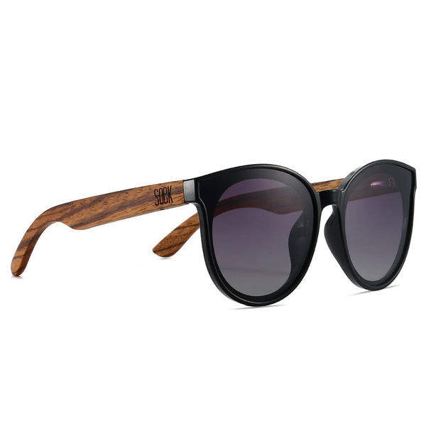 SOEK Bella Midnight Black Wood Black Polarised Lens Walnut Arms-elevate your sole